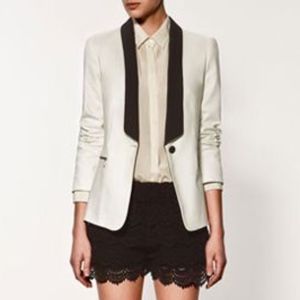 Zara basic white tuxedo blazer jacket M S